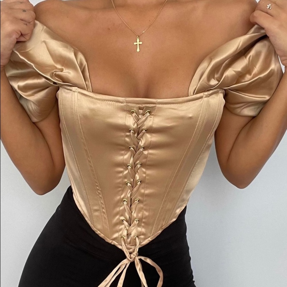 Sleek escape corset top - tan